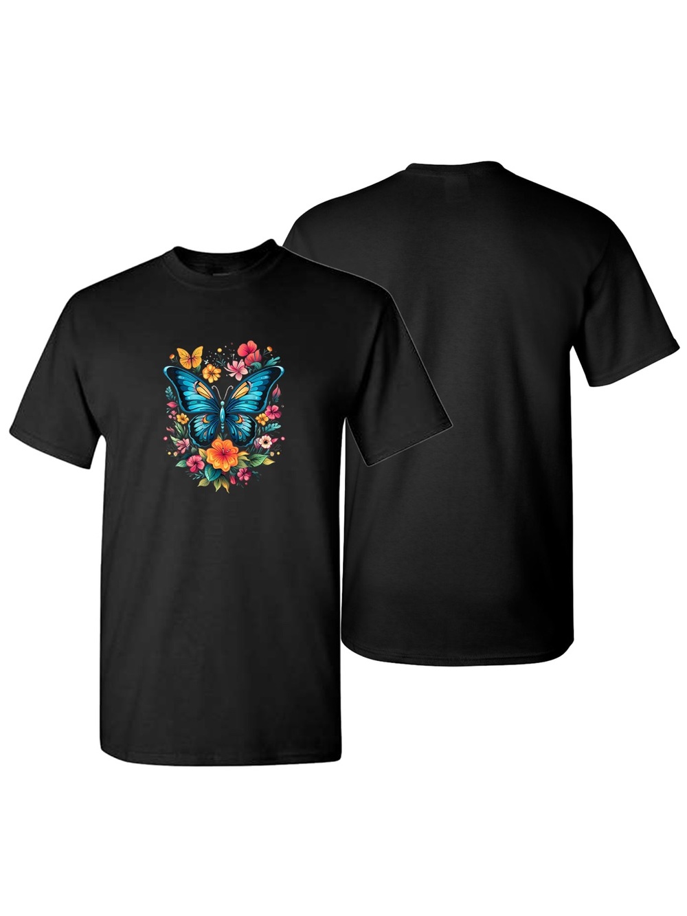 Unisex Butterfly Cotton T-Shirt Black